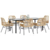 vidaXL 7 Piece Patio Dining Set with Cushions Black Poly Rattan Glass