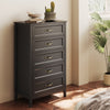 Lofka Farmhouse 5 Drawers Dresser for Bedroom, 45" Tall Wood Rustic Chest of Drawers with Wide Metal Handle, Natural Texture, Drawer Organizer for Bedroom, Living Room, White+Retro