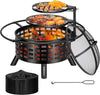SPECSTAR 3-in-1 Fire Pit��35 in Wood Burning Firepits with Cooking Grill Grate & Charcoal Pan & Cover Lid, Metal Table for Backyard Bonfire BBQ Outdoor Camping Picnic