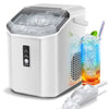 Auseo Stainless Steel Nugget Ice Maker Countertop with Soft Chewable Pellet Ice, 35lbs/24H with Portable Handle, Stainless Steel Silver