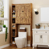 Apeaka Over The Toilet Storage Cabinet,Bathroom Storage Cabinet with Wooden Doors,Bathroom Organizer Over-The-Toilet Cabinet(White)