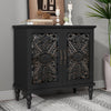 HLR 48" Accent Cabinet with 4 Doors, Vintage Hollow Carving Storage Credenza, Sideboards and Buffets Cabinet for Living Room, Kitchen, Dining Room, Entryway