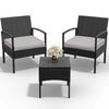 Tappio Outdoor Furniture 3 Piece Patio Bistro Furniture Set, Rattan Conversation Chairs Set with Side Table and Cushions, Patio Furniture Sets for Balcony Garden Porch, Red