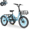 MOONCOOL TK1 Folding Electric Tricycle for Adults,48V 14.5Ah Removable battery, 500W（Peak 1000w）Motor, 20" Fat Tire Step-Thru 3Wheel Electric Bicycle w/Front&Rear Baskets, Certified to UL 2849 by SGS