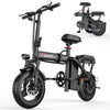 14" Electric Bike with Dual Front Suspension��500W Folding Ebike, Up to 25Miles 20MPH, 48V Removable Lithium-Battery, Stylish 14" Foldable Commuting Electric Bicycle for Women & Men