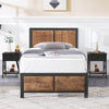 VECELO 3-Piece Bedroom Set with Twin Size Bed Frame and 1-Drawer Black Nightstands