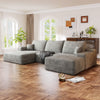 Muumblus 107" Cloud Sectional Sofa with Left Chaise, Cozy U-Shaped Modular Sofa with Ottoman, Plush Corduroy Sleeper Bed Couch, No Assembly Required, Gray