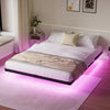 Lusimo King Size Floating Bed Frame with LED Lights Bed Storage Metal Platform Bed Frames with Steel Slat Support Anti-Slip Easy Assembly, Black