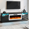 Waleaf Fireplace tv Stand with 36 inch Fireplace Up to 80" TVs,LED Light Entertainment Center and Storage