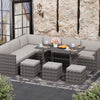 Bifanuo 7 Piece Patio Furniture Set, Outdoor Furniture Patio Sectional Sofa, All Weather PE Rattan Outdoor Sectional with Beige Cushions and Table, Black Wicker