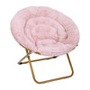 BizChair 38" Oversize Portable Faux Fur Folding Saucer Moon Chair for Dorm and Bedroom, Gray Faux Fur/Soft Gold Frame
