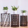 Y&M Set of 3 Nesting Metal Round Coffee Table, Side Table End Table for Indoor Outdoor Multifunctional Use,Heavy Duty Metal Plant Stand Garden Stool- Black