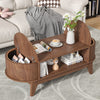 Fluted Coffee Table with Storage, Modern Coffee Tables, Wood Accent Center Table