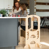 Little Partners Learning Tower Adjustable Height Kitchen Step Stool, Toddler Tower, Encourages Learning, Independence, and Engagement, Safety Climbing Tower for Kitchen Counter - Soft White