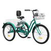 Dextrus 24 Inch 3-Wheel Bike, Single Speed Adult Trike, Low Step-Through Cruiser with Front & Rear Baskets, Large Adjustable Seat with Backrest for Seniors, Men, and Women (Purple)