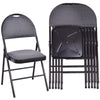 Costway Set of 6 Folding Chairs Fabric Upholstered Padded Seat Metal Frame Home Office Beige