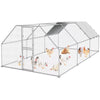 Uforic Chicken Run Coop 19.1 x 9.8 x 6.4 ft Large Metal Chicken Coop, Walk-in Hen Cage, Outdoor Poultry Cage with Waterproof Cover and Wire Mesh for Backyard,Yard Outdoor
