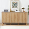 Wirrytor Sideboard Storage Cabinet with Doors and Shelves, Buffet Cabinet with Storage, Credenza Storage Cabinet for Kitchen, Wooden Fluted Cabinet, Under TV Cabinet with Storage - Black