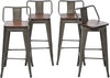 Andeworld Furniture Swivel Metal Bar Stools Kitchen Counter Height Stools Industrial Barstools Set of 4 (Swivel 24 inch,Matte Black Wooden)