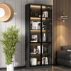 KULAGAGA Bookcases Organizer with LED Lights, Heavy Duty Display Cabinet with Glass Door for Living Room, 31.5" Wide