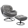 Swivel Accent Chair with Ottoman, Velvet Accent chair with Footrest, Mid-Century Modern Lounge Chair and Ottoman Set, Reading Chair for Living Room, Bedroom, Reading Room, Home Office, Blue