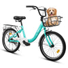 20 Inch Kids Bike for Boys & Girls Age 5-10, Children's Bicycle with Front Basket & Rear Rack, Commuter Bike for School & Leisure