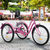 Dextrus 24 Inch 3-Wheel Bike, Single Speed Adult Trike, Low Step-Through Cruiser with Front & Rear Baskets, Large Adjustable Seat with Backrest for Seniors, Men, and Women (Purple)