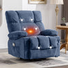 JONPONY Manual Recliner Chair with Heat Therapy and Massage Function, Heavy Duty Reclining Mechanism Massage Chair, Elderly Single Rocker Sofa with Cup Holders for Bedroom Home Theater,Grey