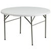 Bowery Hill 47.5" Round Bi-Fold Granite Folding Table in White