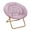 BizChair 38" Oversize Portable Faux Fur Folding Saucer Moon Chair for Dorm and Bedroom, Gray Faux Fur/Soft Gold Frame