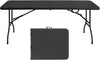 Folding Table with Carry Handle, Portable Fold-in-Half Plastic Table, Rectangle Foldable Table for Indoor