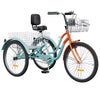 Dextrus 24 Inch 3-Wheel Bike, Single Speed Adult Trike, Low Step-Through Cruiser with Front & Rear Baskets, Large Adjustable Seat with Backrest for Seniors, Men, and Women (Purple)