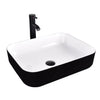 FULLWATT Bathroom Ceramic Sink Vanity Vessel Basin Porcelain Faucet Drain Combo Rectangle,White