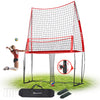 WARMOUNTS 11*8 ft Volleyball Net w/ Ball Return Collection, 2 in 1 Volleyball Training Equipment Adjustable Height, Volleyball Net for Backyard Hitting Serving Passing