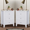Glavbiku Modern White 3 Drawer Nightstand Set of 2 with USB Ports & Power Outlets for Bedrooms,Adult