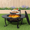 43 Inch Fire Pit with 2 Grill, Outdoor Wood Burning Firepit with Lid, Metal Round Table for Backyard Patio Garden Picnic Camping Bonfire