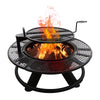 Bestier Fire Pit with Grills Grate, 47" Outdoor Firepit for Outside Wood Burning, Round Metal Fire Pits for Patio, Picnic, Party, BBQ, Deer Head Style