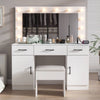 Ktaxon Large Makeup Vanity, Vanity Table Set w/ Visible Glass Top w/ Charging Station, White