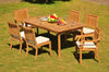 Teak Dining Set: 6 Seater 7 Pc: 94" Rectangle Table & 2 Stacking Arbor Arm & 4 Armless Chairs Outdoor Patio Grade-A Teak Wood WholesaleTeak #WMDSAB15