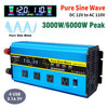LVYUAN 3000Watts Pure Sine Wave Power Inverter DC 12V to AC 110V 120V Converter 4USB 4AC LCD Display with Remote Control