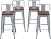 Andeworld Furniture Swivel Metal Bar Stools Kitchen Counter Height Stools Industrial Barstools Set of 4 (Swivel 24 inch,Matte Black Wooden)