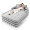 BEJOLO Queen Air Mattress with Backrest �C 18.9" Thick Inflatable Bed, Built-in Pump & Night Light, Waterproof Flocked Top, 800lb Load-Bearing capacity (Light Grey)