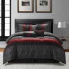 Nanshing Corell 7 Piece Contemporary Comforter Set, Black/Red, California King