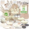 54-Piece Kitchen Cookware Set �C Complete Non-Stick Ceramic Pots and Pans Set with Utensils, Bakeware, and Knife Set, Gas, Electric & Induction Compatible, Blush Pink Kitchen Essentials