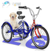 MOONCOOL Adult Tricycles with Rear Basket & Inflator, 24 26 inch 7 Speed 3 Wheel Bikes, Three-Wheeled Bicycles Adult Trike with Backrest for Seniors, Women, Men