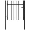 vidaXL Fence Gate Single Door with Spike Top Steel 3.3'x5.7' Black
