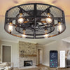 26-Inch Farmhouse Caged Ceiling Fan with Light, Remote & APP Control Quiet DC Motor E26 Bulbs Included Black