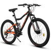 26-Inch Steel Frame Mountain Bike with Shock-Absorbing Fork   | 21-Speed Unisex Off-Road Bicycle | Black&Orange