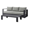 Lounge Sofa Table Set, Grey Gray, Aluminum, Metal, Fabric, Modern Contemporary, Outdoor Patio Balcony Cafe Bistro Garden Furniture Hotel Hospitality