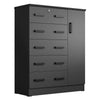 Better Home Products JCF Sofie 5 Drawer Wooden Tall Chest Wardrobe in Mahogany